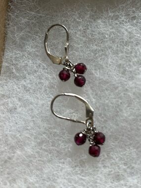 Sundance Silver Leverback Earrings with Garnet Cluster Gem Drops